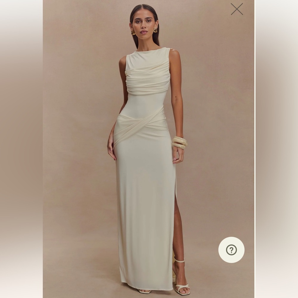 NWT Meshki Henley Slinky Drape Maxi Dress - Ivory